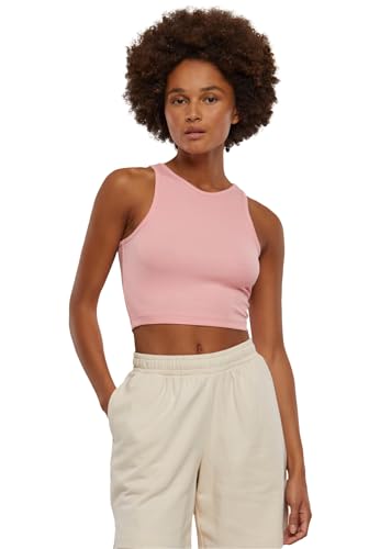 Urban Classics Damen Top Cropped Rib Top, geripptes Top für Frauen, kurz geschnitten, Slim Fit, lemonadepink, XL von Urban Classics