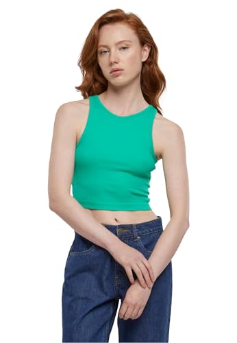 Urban Classics Damen Top Cropped Rib Top, geripptes Top für Frauen, kurz geschnitten, Slim Fit, ferngreen, XS von Urban Classics