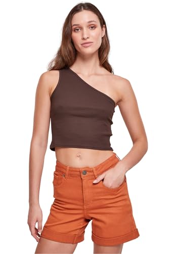 Urban Classics Damen TB2609-Ladies Cropped Asymmetric Top Trägershirt/Cami Shirt, Brown, M von Urban Classics