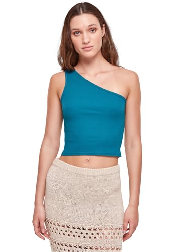 Urban Classics Damen TB2609-Ladies Cropped Asymmetric Top Trägershirt/Cami Shirt, watergreen, L von Urban Classics