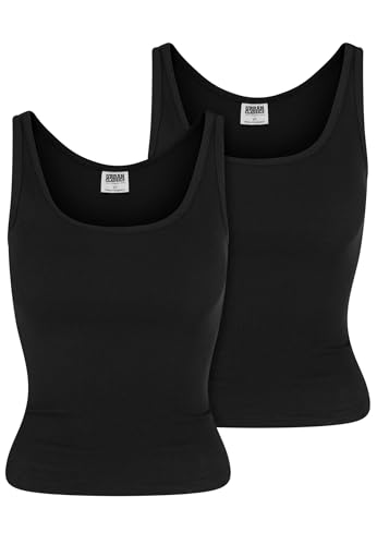 Urban Classics Damen Tanktop Ladies Organic Basic Rib Top 2-Pack, Doppelpack Tanktop für Frauen, Regular Fit, Größen XS - 5XL von Urban Classics
