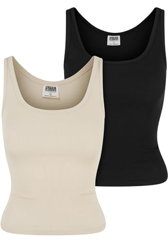 Urban Classics Damen Tanktop Ladies Organic Basic Rib Top 2-Pack, Doppelpack Tanktop für Frauen, Regular Fit, Größen XS - 5XL von Urban Classics