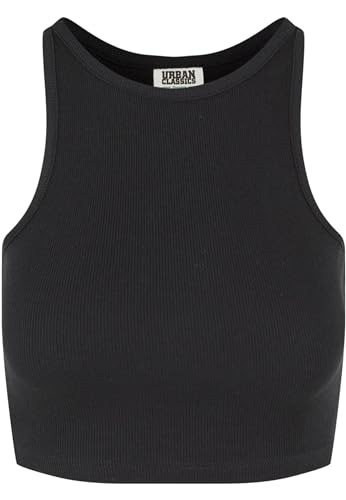 Urban Classics Damen Top Ladies Organic Cropped Rib Top, bauchfreies Frauen Top aus Bio-Baumwolle, black, 3XL von Urban Classics