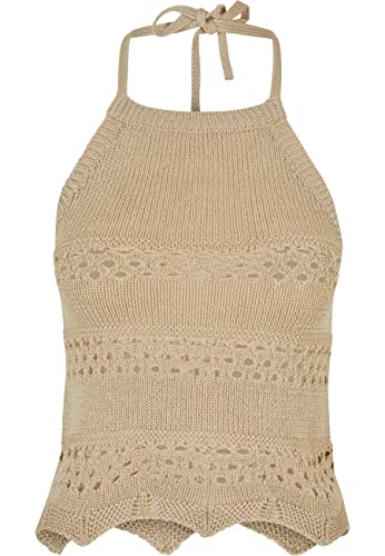 Urban Classics Damen TB5495-Ladies Short Crochet Knit Neckholder Top Trägershirt/Cami Shirt, softseagrass, XS von Urban Classics