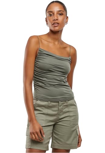 Urban Classics Damen Top Ladies Waterfall Jersey Top, Spaghettiträger Top mit fließender Wasserfall-Raffung, Größen XS - XL von Urban Classics
