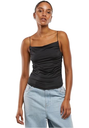 Urban Classics Damen Top Ladies Waterfall Jersey Top, Spaghettiträger Top mit fließender Wasserfall-Raffung, Größen XS - XL von Urban Classics