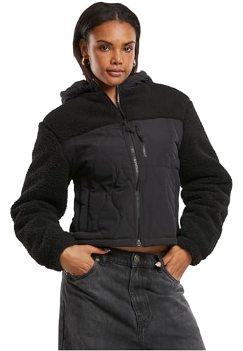 Urban Classics Ladies Sherpa Crinkle Nylon Mix Jacket Black/Black, XS von Urban Classics