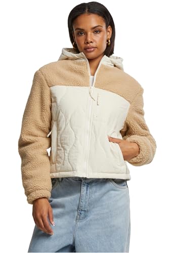 Urban Classics Ladies Sherpa Crinkle Nylon Mix Jacket unionbeige/whitesand, XS von Urban Classics