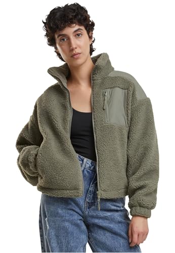 Urban Classics Damen Übergangsjacke Ladies Sherpa Mix Jacket, leichte Sherpa Jacke mit hohem Kragen für Frauen, Oversized Fit von Urban Classics