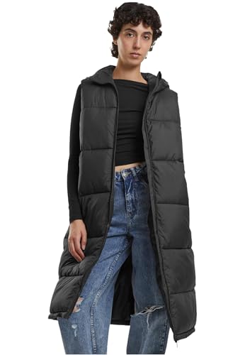 Urban Classics Ladies Long Hooded Puffer Vest black, S von Urban Classics