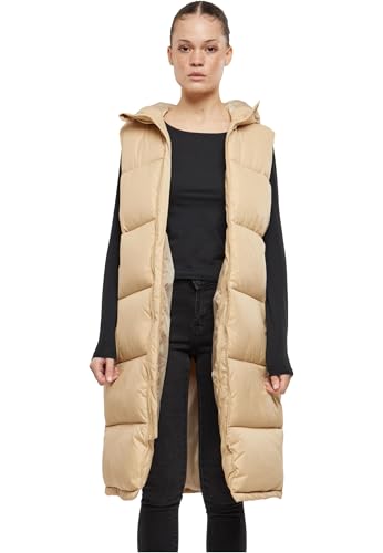 Urban Classics Ladies Long Hooded Puffer Vest unionbeige, 4XL von Urban Classics