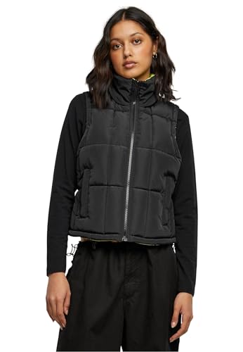 Urban Classics Damen Weste Ladies Reversible Cropped Puffer Vest black/frozenyellow 5XL von Urban Classics