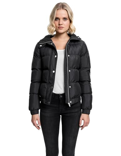 Urban Classics Damen Winterjacke Ladies Hooded Puffer Jacket, gefütterte Jacke für Herbst und Winter mit Kapuze, Daunenjacke - Farbe black, Größe XL von Urban Classics