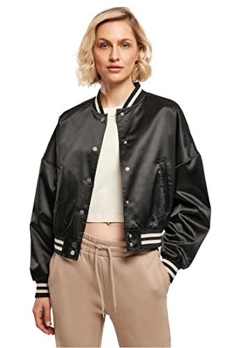 Urban Classics Damen Women's Short Oversized Satin College Jacket Jacke, Schwarz, M EU von Urban Classics