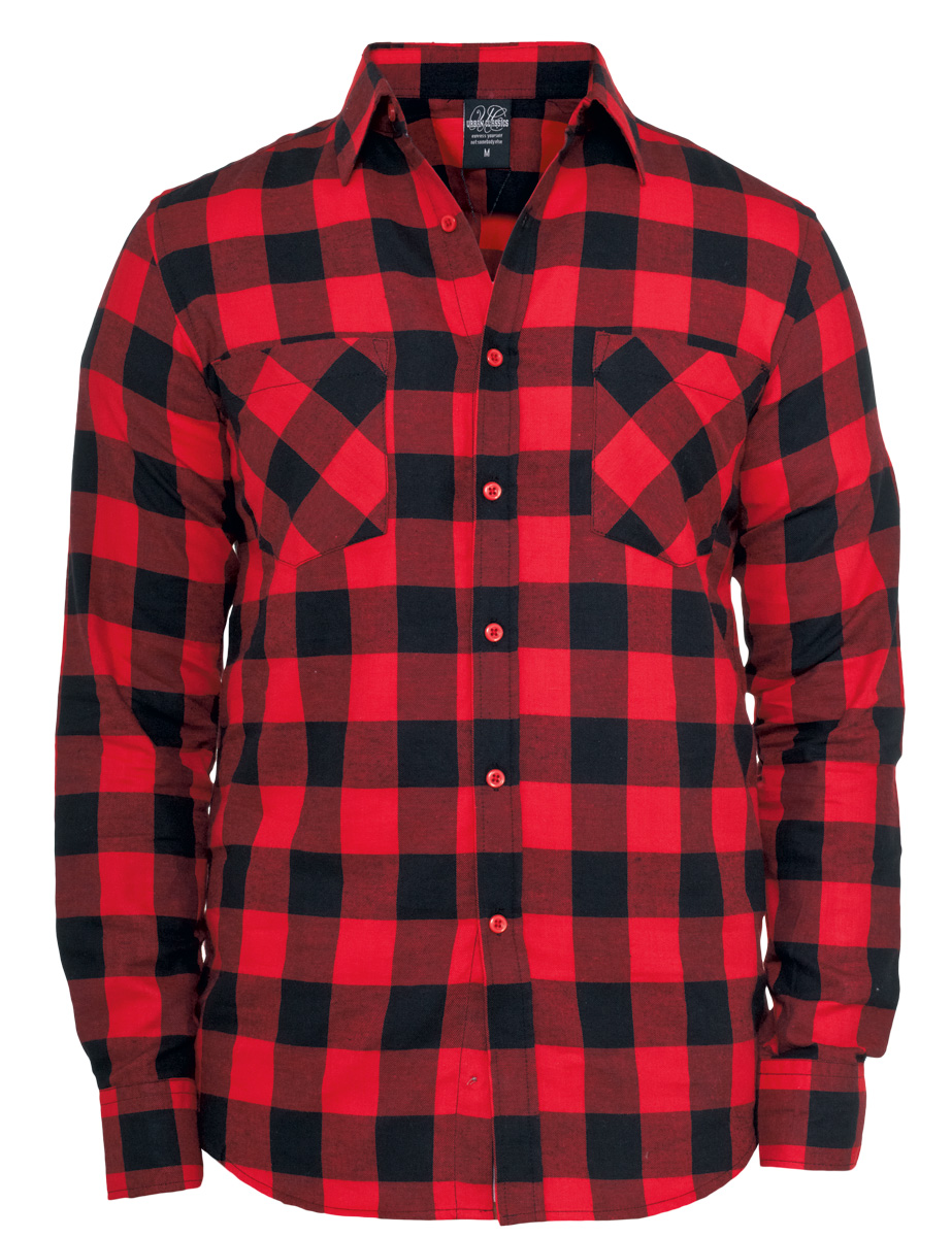 Urban Classics Flanellhemd - Checked Flanell - 3XL - für Männer - Größe 3XL - schwarz/rot von Urban Classics