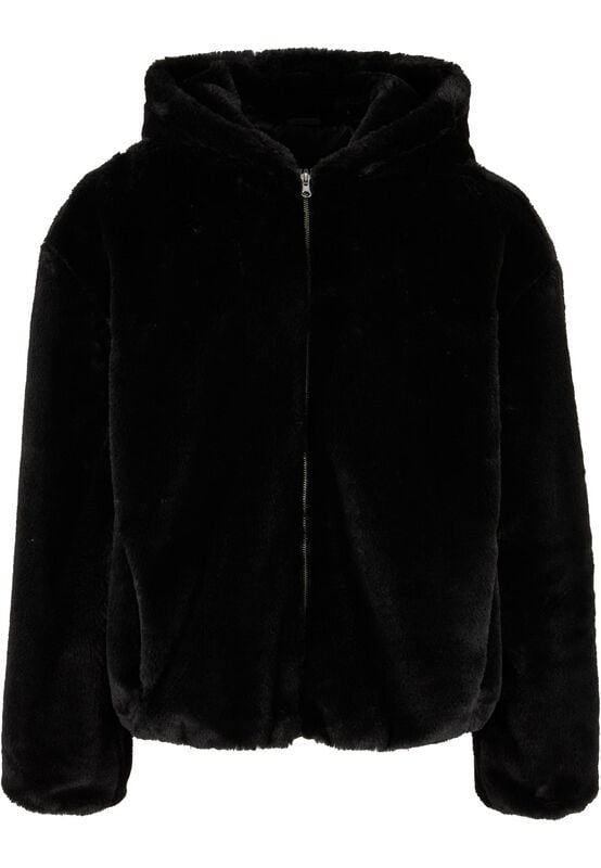 Urban Classics Full Zip Faux Fur Hoodie Kapuzenpullover schwarz in L von Urban Classics