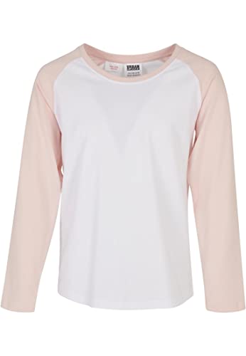 Urban Classics Girl's UCK4539-Girls Contrast Raglan Longsleeve T-Shirt, White/pink, 110/116 von Urban Classics