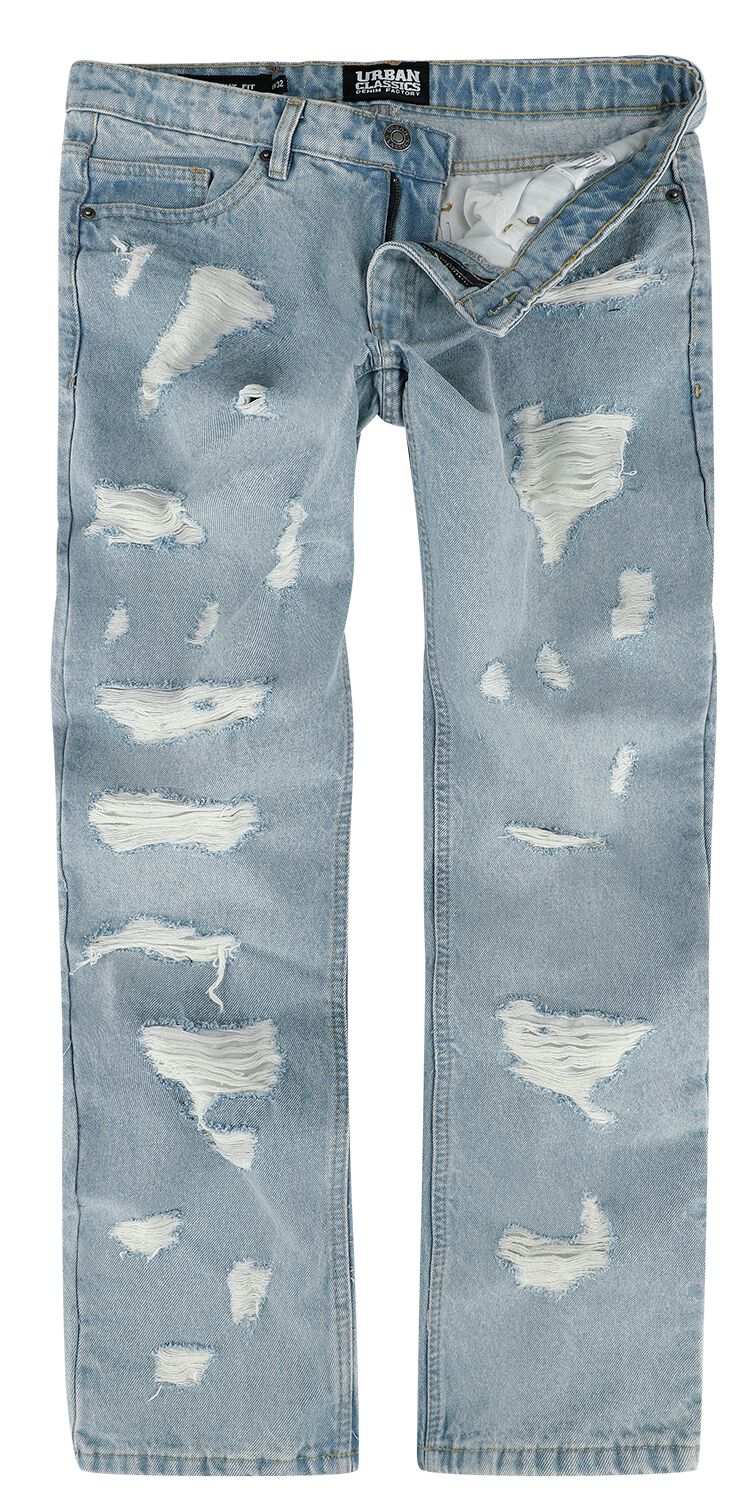 Urban Classics Heavy Ounce Straight Fit Heavy Destroyed Jeans Jeans hellblau in W30L32 von Urban Classics