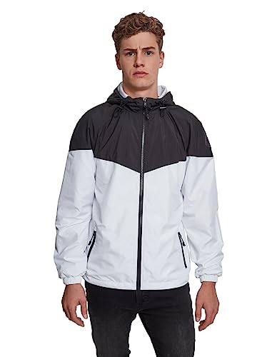Urban Classics Herren Jacke 2 - Tone Tech Windrunner TB2107, Gr. Small (Herstellergröße: S), Mehrfarbig (Black/White 00050) von Urban Classics