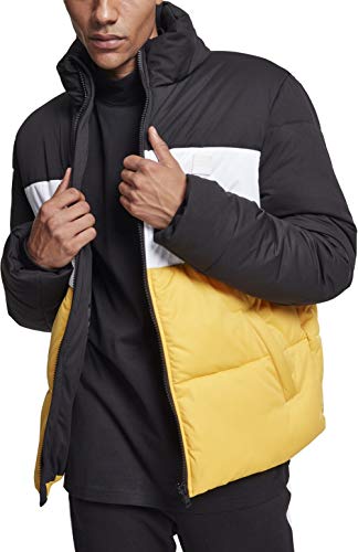 Urban Classics Herren 3-Tone Boxy Puffer Jacket Jacke, Multicolour (Blk/Chromeyellow/Wht 01337), XL von Urban Classics