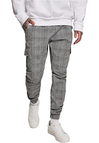 Urban Classics Herren AOP Glencheck Cargo Jog Pants Hose, Mehrfarbig (White/Black 01248), W(Herstellergröße: L) von Urban Classics