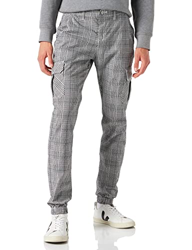 Urban Classics Herren AOP Glencheck Cargo Jog Pants Hose, Mehrfarbig (White/Black 01248), W(Herstellergröße: L) von Urban Classics