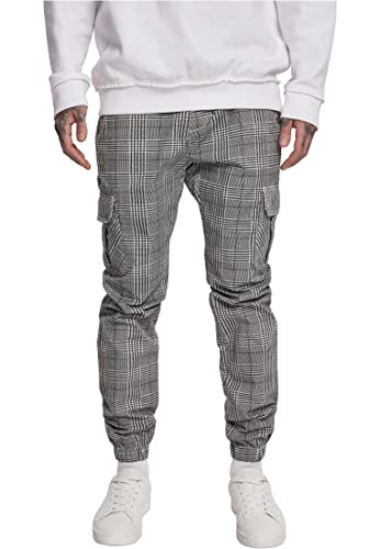 Urban Classics Herren AOP Glencheck Cargo Jog Pants Hose, Mehrfarbig (White/Black 01248), W(Herstellergröße: M) von Urban Classics