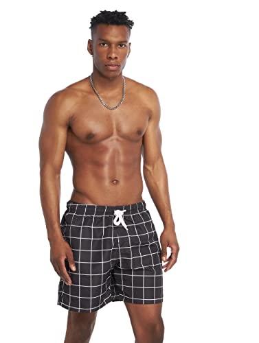 Urban Classics Herren Badehose Check Swim Shorts, Schwarz (Black/White), 3XL von Urban Classics