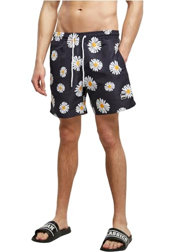 Urban Classics Herren Badehose Pattern Swim Shorts, Herren Badeshorts mit Muster, erhältlich in vielen Farbvarianten, Midnightnavydaisy, XXL von Urban Classics