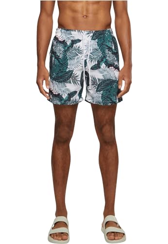 Urban Classics Herren Badehose Pattern Swim Shorts, Herren Badeshorts mit Muster, erhältlich in vielen Farbvarianten, Palm leaves, S von Urban Classics