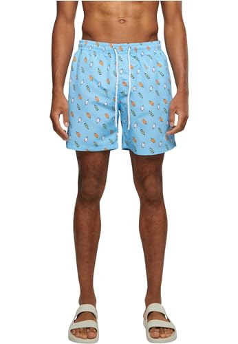 Urban Classics Herren Badehose Pattern Swim Shorts, Herren Badeshorts mit Muster, erhältlich in vielen Farbvarianten, Lightblue/ice, 5XL von Urban Classics
