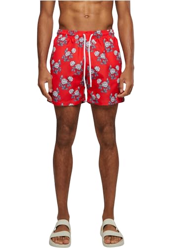 Urban Classics Pattern Swim Shorts firered/rose M von Urban Classics