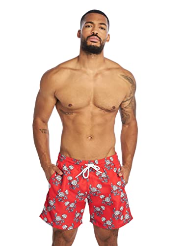 Urban Classics Pattern Swim Shorts firered/rose M von Urban Classics