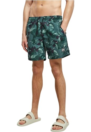 Urban Classics Herren Badehose Pattern Swim Shorts, Herren Badeshorts mit Muster, erhältlich in vielen Farbvarianten, Greenleafs, M von Urban Classics