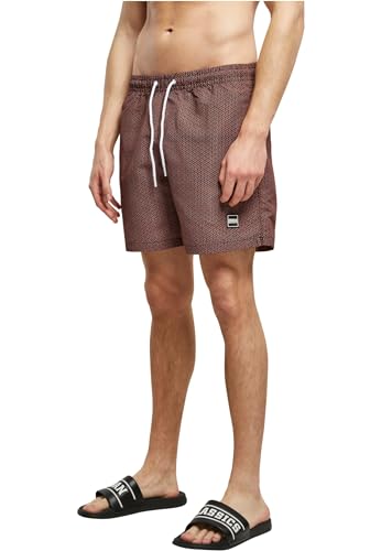 Urban Classics Herren Badehose Pattern Swim Shorts, Herren Badeshorts mit Muster, erhältlich in vielen Farbvarianten, Navygeometric, L von Urban Classics