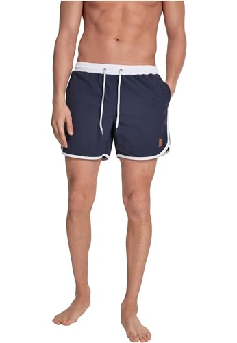 Urban Classics Herren Badehose Retro Swimshorts, Retro Badehose für Männer, mit Kordelzug, navy/white, 3XL von Urban Classics