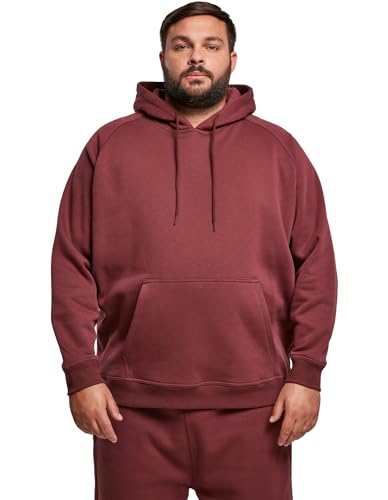 Urban Classics Herren Kapuzenpullover Blank Hoody, klassischer Hoodie für Männer, Loose Fit, L, Cherry von Urban Classics