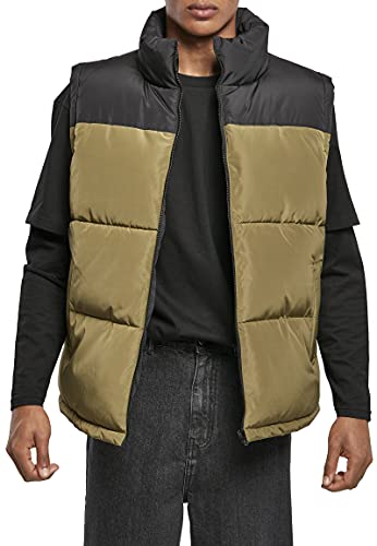 Urban Classics Herren TB4476-Block Puffer Vest Jacke, Black/tiniolive, L von Urban Classics