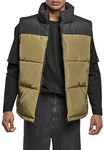 Urban Classics Herren TB4476-Block Puffer Vest Jacke, Black/tiniolive, XXL von Urban Classics