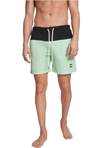 Urban Classics Herren Block Swim Shorts Badehose black/neomint S von Urban Classics