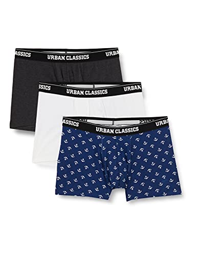 Urban Classics Herren Boxer Shorts 3-Pack Boxershorts, Anchor AOP+wht+cha, S (3er Pack) von Urban Classics