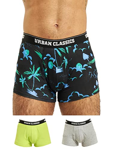 Urban Classics Herren Boxer Shorts 3-Pack Boxershorts, island aop+lime+grey, 3XL von Urban Classics