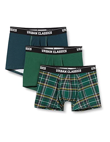 Urban Classics Herren 3-pack Boxershorts, Dgrn Plaidaop+btlgrn/Dblu+dgrn, L EU von Urban Classics