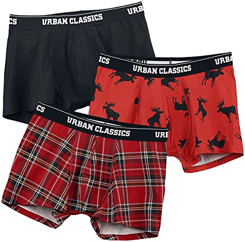 Urban Classics Herren Boxer Shorts 3-Pack Boxershorts, red plaid aop+moose aop+blk, XL von Urban Classics