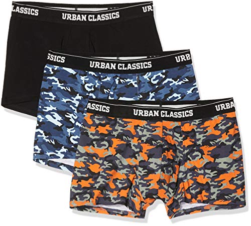 Urban Classics Herren Boxer Shorts 3-Pack Unterhosen Unterwäsche, Blue camo/orange camo/Black, L von Urban Classics