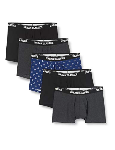 Urban Classics Herren Boxer Shorts 5-Pack Boxershorts, Anchor AOP+blk+blk+cha+cha, M (5er Pack) von Urban Classics