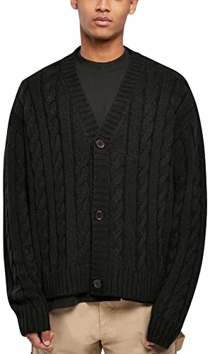 Urban Classics Herren Boxy Cardigan Sweatshirts, black, 4XL von Urban Classics