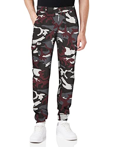 Urban Classics Herren Camo Cargo Jogging Pants 2.0 Hose, Mehrfarbig (Wine 02244), W(Herstellergröße: 34) von Urban Classics