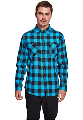 Urban Classics Herren Checked Flanell Shirt Hemd, Blue/Black, 3XL von Urban Classics