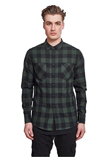 Urban Classics Herren Checked Flanell Shirt TB297, Mehrfarbig (blk/Forest), XS von Urban Classics